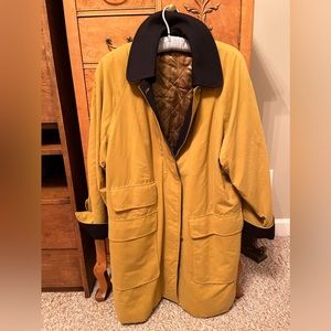 Vintage Genuine Burberry Mustard Yellow Coat with Gold Quilted Lining - L/XL